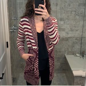Red printed cardigan
